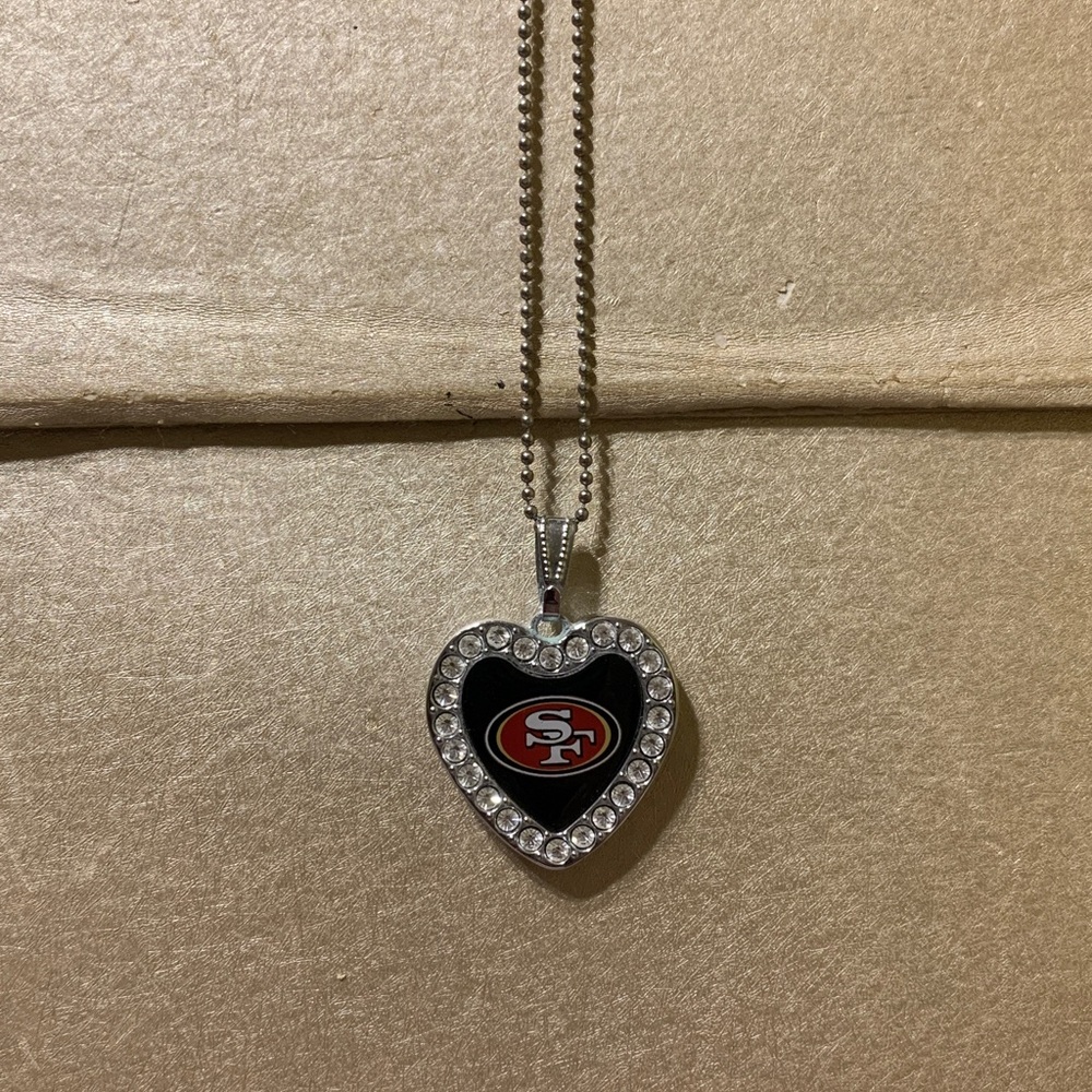 SF 49’s Heart Pendant Necklace with Logo